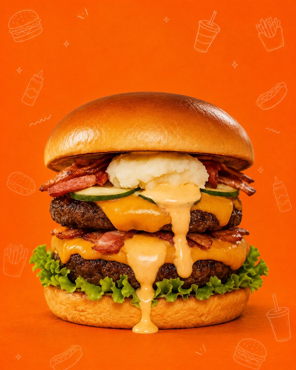 Hambúrguer artesanal na brasa da Racha's Burguer